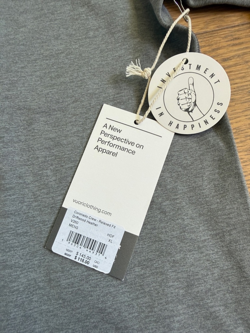 NWT Vuori Men's Gray Long-Sleeve Crewneck Shirt - Picture 5 of 8